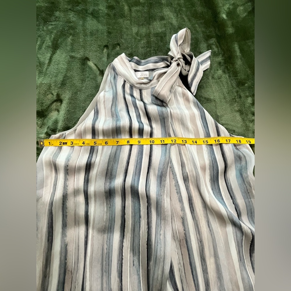 Ecru Striped Halter Top with Bow - Cream and Gray Size S - Picture 6 of 9
